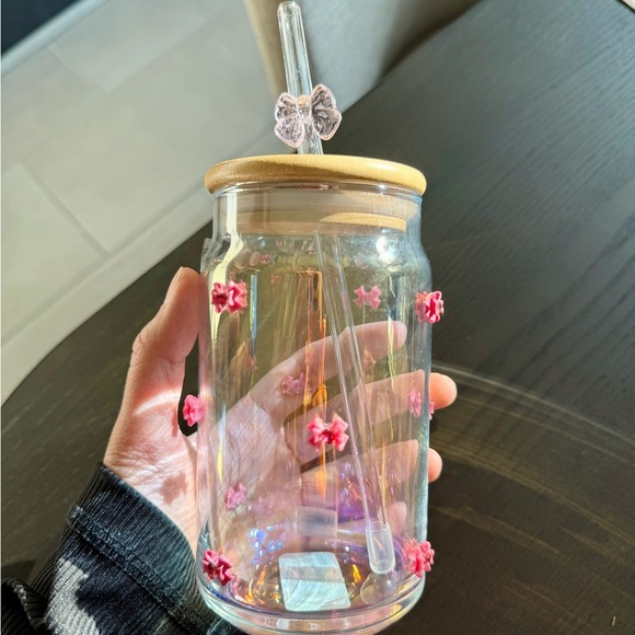 Viral Pink Bow Glass Tumbler - Picture 2 of 4